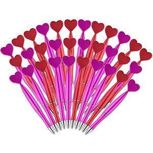 PLULON 26Pcs Valentines Heart Shaped Pens Novelty Ballpoint Pens 1 mm Black Gel Ink Rollerball Pen Pretty Office Pens for Valentine's Day Party Favor Student Teacher School Supplies