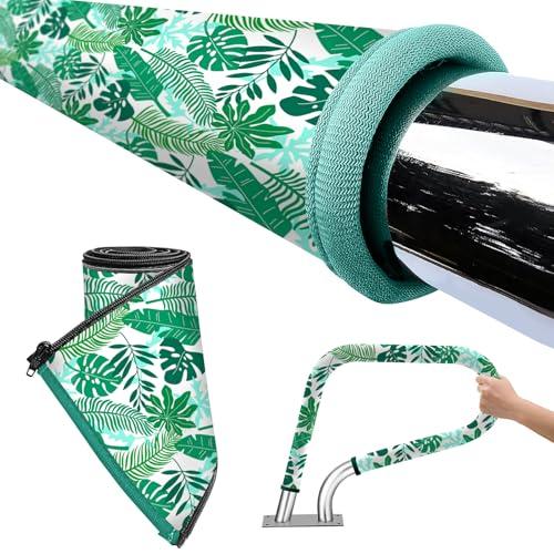 Tewloss Swimming Pool Handrail Covers with Zippers, 4 Feet Pool Hand Railing Covers Slip Resistant Cool Touch Design, Rail Grip Handles Safety Cover for Inground Entry Ladder, Tropical Forest, 1 Pack