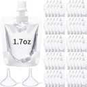 100 Pcs Plastic Pouches Bulk Clear Juice Bags Squeeze Pouches Plastic Leak Proof Bags with Funnel for Party Favors (1.7 oz)