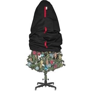 Upright Christmas Tree Storage Bag - Holiday Tree Cover for Christmas Trees or Topiary Trees - Durable, Lightweight, Convenient, Vertical Xmas Storage Bag (7 ft) (7 ft, Red)