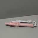 Automatic Rotating Curling Iron with 4 Temperature - Beach Waves Curling Wand, Portable Hair Curler, Dual Voltage & Lightweight for Travel, Automatic Shut-Off, Anti-Scald-Pink