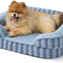 LE SURE Cute Dog Bed for Small Dogs, Orthopedic Waterproof Small Pet Beds with Sides, High Back Non-Slip Bottom and Egg-Crate Foam Puppy Couch Sofa with Washable Removable Cover, Blue, 24.0"l X 18.0"w X 6.0"th