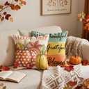 OHOME Thanksgiving Decorations - Fall Pillow Covers 18x18 Inch | Thanksgiving Throw Pillows -Thanksgiving Decorations for Couch-Friendsgiving Party Favors Decor Indoor Outdoor for Room Office Parlor