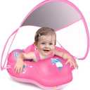 LAYCOL Baby Swimming Float Inflatable Baby Pool Float Ring with Sun Protection Canopy,add Tail no flip Over for Age of 3-36 Months
