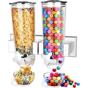 Cereal Dispenser Wall Mounted, Large Dry Food Dispenser with Cup, Grains Dispenser Wall Mounted, Candy Dispenser Wall Mount for Store Food Coffee Beans Nuts Snacks, Kitchen Cereal Storage Container 3L