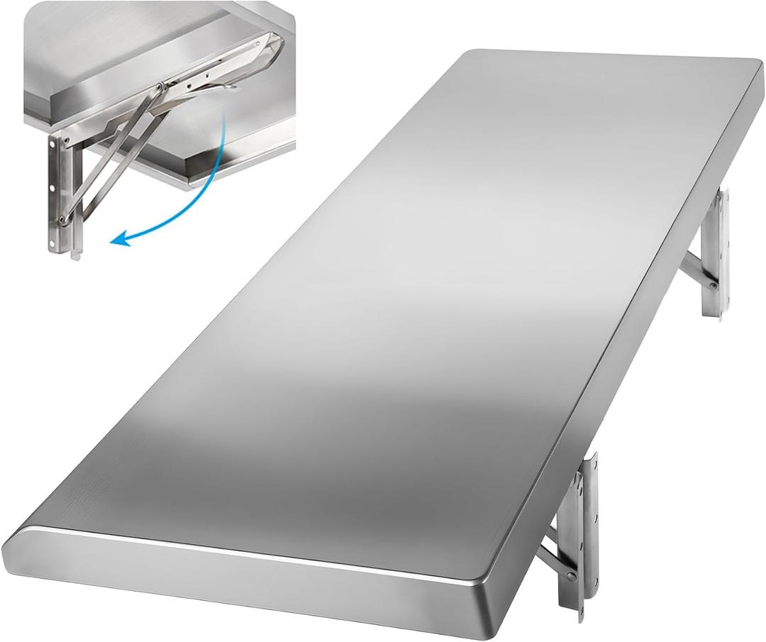 Folding Concession Shelf 36" x 18", Stainless Steel Drop Down Serving Food Shelf for Concession Windows