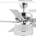 JONATHAN Y 52" Chrome 3-Light Crystal and Metal Drum LED Ceiling Fan with Remote, Modern Glam 5-Blade Indoor Fixture, Clear Crystal Prism Shade, LED Bulbs Included JYL9709A