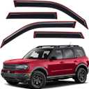 Lightronic Extra Durable Clip-on in-Channel Auto Vent Window Visor, Fits 2021-2025 Ford Bronco Sport, UV Protection Rain Guard, Original Wind Deflector, No-Drill Easy Install, Dark Smoke, 4-Pcs