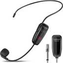 XIAOKOA Wireless Microphone Headset, UHF Head Mic Speaker System, Professional Voice Amplifier Headset Microphones, with LED Digital Display, for Teaching Fitness Instructor Tour Guide (Black-B)