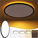 19 Inch Flush Mount Ceiling Light with Night Light, 45W 4500LM, Dimmable LED Ceiling Lights Fixture with Remote Control, 3000K/4000K/6500K Selectable, Slim Bright Bedroom Light Fixture, Round Black