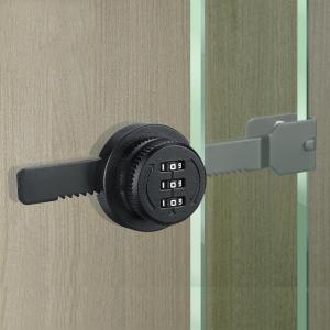 ETEKJOY Keyless Ratchet Lock for Sliding Glass Door Showcase Display Case Cabinet 3-Digital Password Combination (Black)