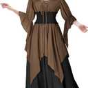 Renaissance Dress Women Medieval Costume Long Sleeve Victorian Dresses (Medium, Z3872bn)