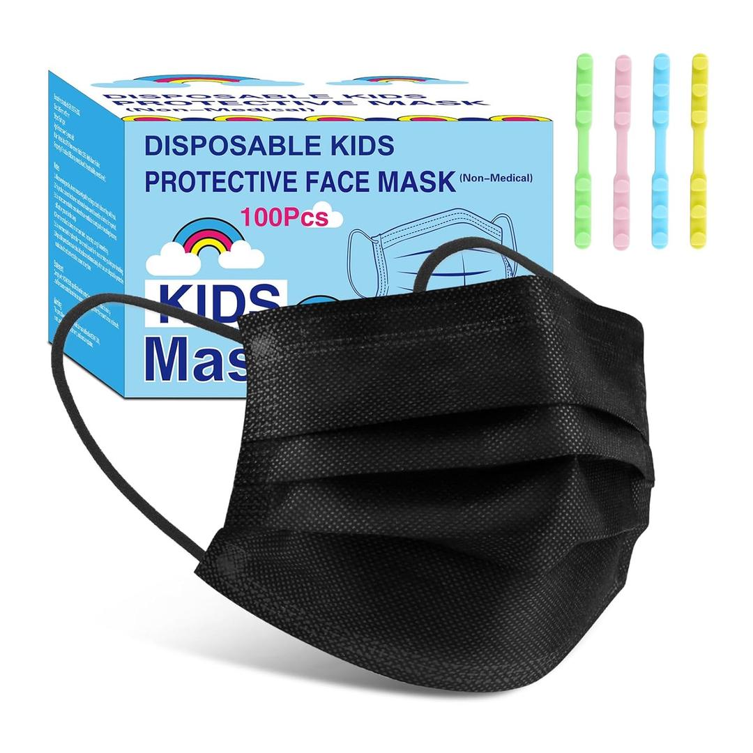 Rasav Kids Disposable Face Masks 100Pcs, 3 Ply Kids Masks Disposable Breathable Colorful Cute Face Masks for Children, Girls & Boys