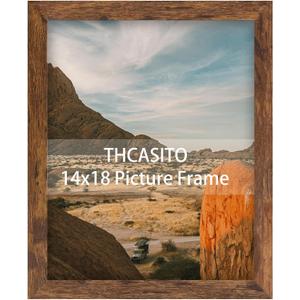 Picture Frames 14x18 Brown Poster Frames without Mat for Wall Vertical or Horizontal Decor