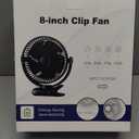 10000mAh 30hrs Portable Fan Rechargeable, 8-Inch Battery Operated Clip on Fan, USB Fans, 4 Speeds, Strong Airflow, Sturdy Clamp for Golf Cart Office Desk Outdoor Travel Camping Bed Truck Treadmill (Black)