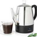 Mixpresso Small Electric Percolator Coffee Pot 4 Cup Stainless Steel - Coffee Percolator Electric with Keep Warm Function - Auto Shut-Off for Safe Daily Brewing