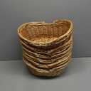 Wesiti 6 Pcs Wicker Picnic Basket with Handle, Hand Woven Harvest Basket Bulk, Wicker Flower Hoppet for Storage, Picnics, Easter, Organizing, Egg Gathering, Candy, Wedding(Light Brown)