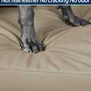 Waterproof Leather Dog Bed Crate Pad, Durable Brown Pet Mattress for Medium Dogs Pet Beds with Wipeable Covers, Easy to Clean Washable Mat for Cage
