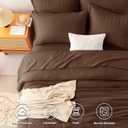 CozyLux King Size Comforter Set Brown Seersucker 7 Pieces Bed in a Bag King Comforter Set with Sheets, Luxury Soft Bedding Sets with Down Alternative Comforter, Sheets, Pillowcases & Shams All Season