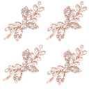4 Pieces Leaf Pearl Crystal Hair Clips Elegant Bridal Hairpins and Barrettes for Women Girls (Rose Gold, Rhinestone Style)