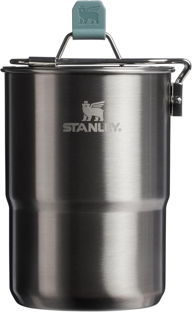 Stanley Wildfare Go - Juego de cocina de acero inoxidable de 4 piezas, olla y tapa de 32 onzas con mango plegable y bloqueo, 2 tazas apilables, artculos esenciales de campamento para tu cocina de