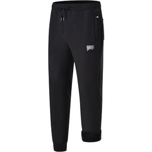 QPNGRP Men's Winter Fleece Lined Stretch Sweat Pants Zipper Pocket (Black, L)