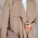 Angerella Women's Casual Long Sleeve Draped Open Front Knit Long Cardigan Sweater Outwear Coats with Pocket (Beige, L)