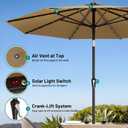 AreShark 9FT Patio Umbrella with Solar Lights, 32 Lighted Pool Umbrella w/Tilt and Crank, Outdoor Market Solar Umbrellas for Garden, Deck, Backyard, Pool and Beach, Khaki