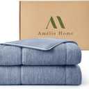 Amlie Home Cooling Comforter King Size, Reversible Lightweight Cooling Blanket for Hot Sleepers, Q-Max 0.43 Summer Breathable Cooling Quilt for Night Sweats, 106" x 90", Heather Denim Blue