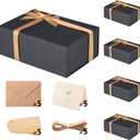 LIFELUM Extra Large Black Gifts Boxes Bulk Set of 5,13.5 x 10 x 4 inch Elegant Gift Boxes with Magnetic Lids, Card,Sticker,Ribbon, Shredded Paper Filler Groomsman Gifts