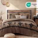 MaiRve Oversized Queen Comforter Set Brown, Embroidery Western Bedding Set Boho 7 Pieces, Farmhouse All-Season Bed in A Bag with Sheets, Pillowcases & Shams