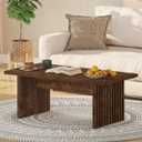 BON AUGURE Coffee Table for Living Room, Farmhouse Wood Center Table, Rectangle Mid-Century Living Room Tables, Unique Fluted Panel Coffee Tables (Rustic Oak, 43Inch)