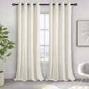 JIUZHEN Ivory Velvet Curtains 96 inches Soundproof Curtains for Living Room - Privacy Protect Room Darkening Grommet Thick Velvet Window Drapes for Bedroom, Set of 2 with Tiebacks, 52W x 96L