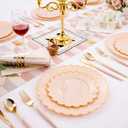 LIYH 60 Pcs Pink Plastic Plates with Gold Pink Plates Disposable Plate Includes 30 Dinner 10.25" and 30 Dessert Plate 7.5" for Baby Shower,Weddings,Parties,Birthday,Mothers Day