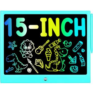 Toys for 3 4 5 6 7 8 Years Old Boys Girls, LCD Writing Tablet 15 Inch Doodle Board, Electronic Drawing Pads Drawing Tablet, Educational Birthday Gift for 3-6 Years Old Kids Toddler (Blue)