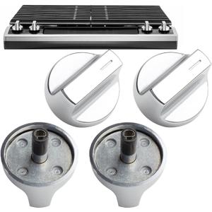 W11517334 Range Knob for Whirlpool Gas Range Stove Oven Knob WEG745H0FS0 WEG515S0FS0, 4-Pack High Heat-Resistant Knob - D Interface Stainless Steel - Easy to Install - Replace W11122869 W10850033