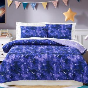 Twin Comforter Set - 5 Pieces Girls Boys Galaxy Glow in The Dark Twin Bedding Sets for Kids, Ultra Soft Bed in A Bag with Sheets