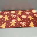 4PCS Shower Curtain with Bathroom Sets and Rugs Decor Christmas Cookies Gingerbread Shower Curtain Sets with Non-Slip Rug Toilet Lid Cover U-Shaped Mat with Hooks 72"x72"