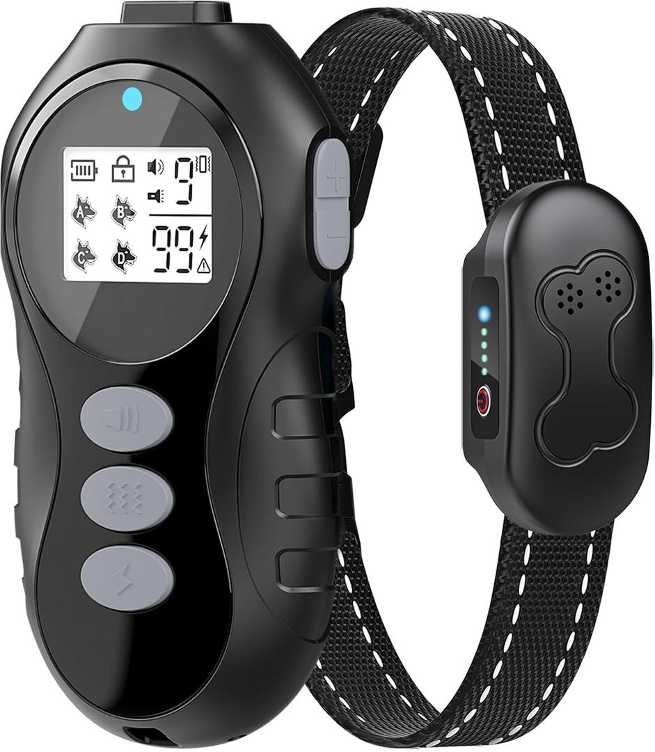 Dog Shock Collar with Remote Control for Dogs 10120lbs, IPX7 Waterproof Dog Training Collar with Security Lock, 4 Safe Training Modes, Rechargeable Long Battery Life for Small Medium Large Dogs Gy