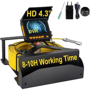 Sewer Camera 100ft,SYANSPAN Drain Pipe Camera HD 4.3in Screen with 16GB DVR,Waterproof IP68 Works Underwater Up to 10Meters Sewer Inspection borescopes for Plumber(Fits Pipes>0.7" Diameter,100ft/30M)
