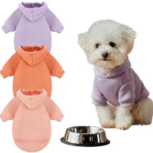 SilTriangle 3 Pcs Small Dog Winter Hoodie Warm Soft Puppy Dog Hoodie Sweatshirts with Pocket Pet Clothes for Dogs Cat Costume (S: Weight:6.6-9.4lb, Bright Color)