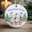 4 x Glow Duck Ornaments for Christmas Tree - 2024 Ceramic Ornament, Farm Animal Ornaments for Christmas Tree Decorations, Duck Decor (Goose)