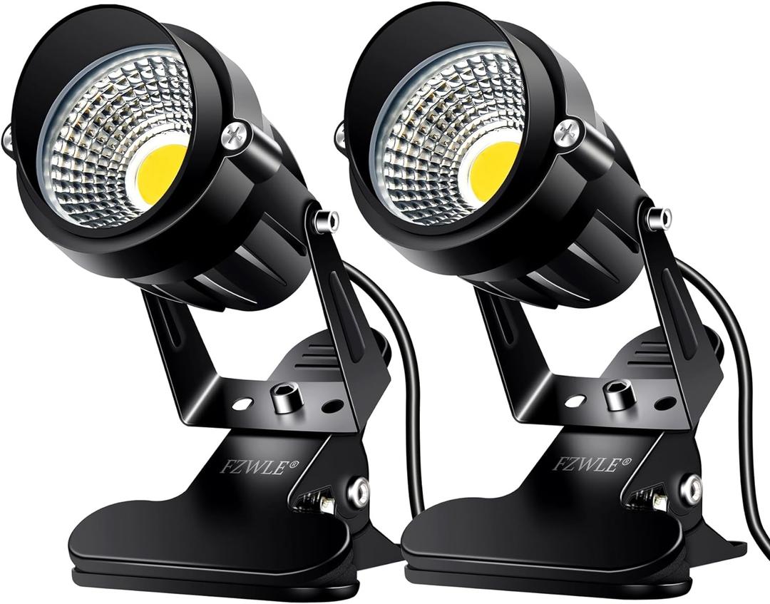 FZWLE Spot Lights Clamp Indoor Spotlights, 7W Clip on Lights Daylight White Uplights with 6FT Cord and Switch for Trade Show, Workshop, Billboard, Desk Lighting (2 Pack)