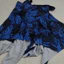 DANIFY Women's Plus Size Swim Dress Tummy Control Swimdress Cover Up Swimwear Retro Skirted Swimsuit One Piece Bathing Suit (48, Blue Leaf)