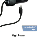 ZGear High Power Lightning Cable Car Charger - Black
