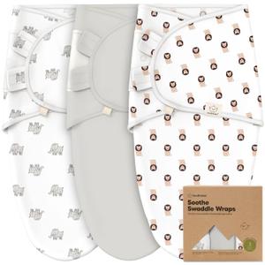 3-Pack Organic Baby Swaddle Sleep Sacks - Swaddles for Newborns, Infant 0-3 Months, Baby Girls, Boys, Soft & Snug Newborn Sleep Sack, Nursery Swaddling Blankets (The Wild 2, OS)