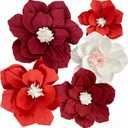 Red Paper Flowers Artificial 3D Wall Décor Wedding Birthday Bridal Baby Shower Violet Lavender Light Dark Red White Burgundy Nursery Room Backdrop Centerpieces Girls Women Party Decorations