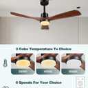 60 Inch Ceiling Fans with Lights, Outdoor Ceiling Fan for Patios with Light and Remote, 3 Downrods, ETL Listed, 3 Blades Solid Wood Ceiling Fan Reversible Quiet Dc Motor For Indoor Bedroom,60in,Walnut