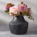FancyPlus Black Ceramic Flower Vase, 5.3 in Rustic Farmhouse Vase, Small Handcrafted Weathered Pottery Vases, Decorative Terracotta Vases for Flower, Living Room, Centerpieces, Table, Home Decor
