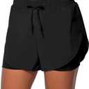 Sunzel 2 in 1 High Waist Running Shorts for Women Quick Dry Elastic Athletic Shorts with Pocket and Drawstring Workout Summer (Black, XL)